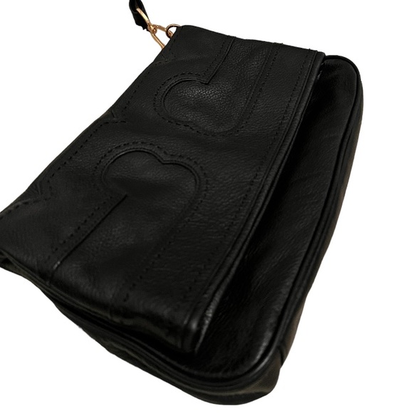 Tory Burch Amalie Fold Over Black Crossbody Purse Clutch Messenger Bag Authentic - Picture 10 of 10